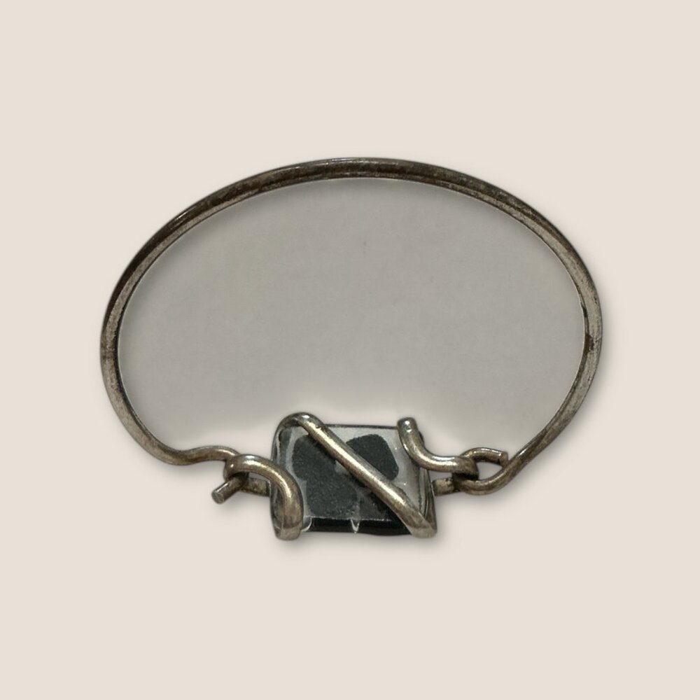 Vintage Sterling Silver Bangle  & Dichroic Glass Artisan Bracelet - Picture 6 of 6